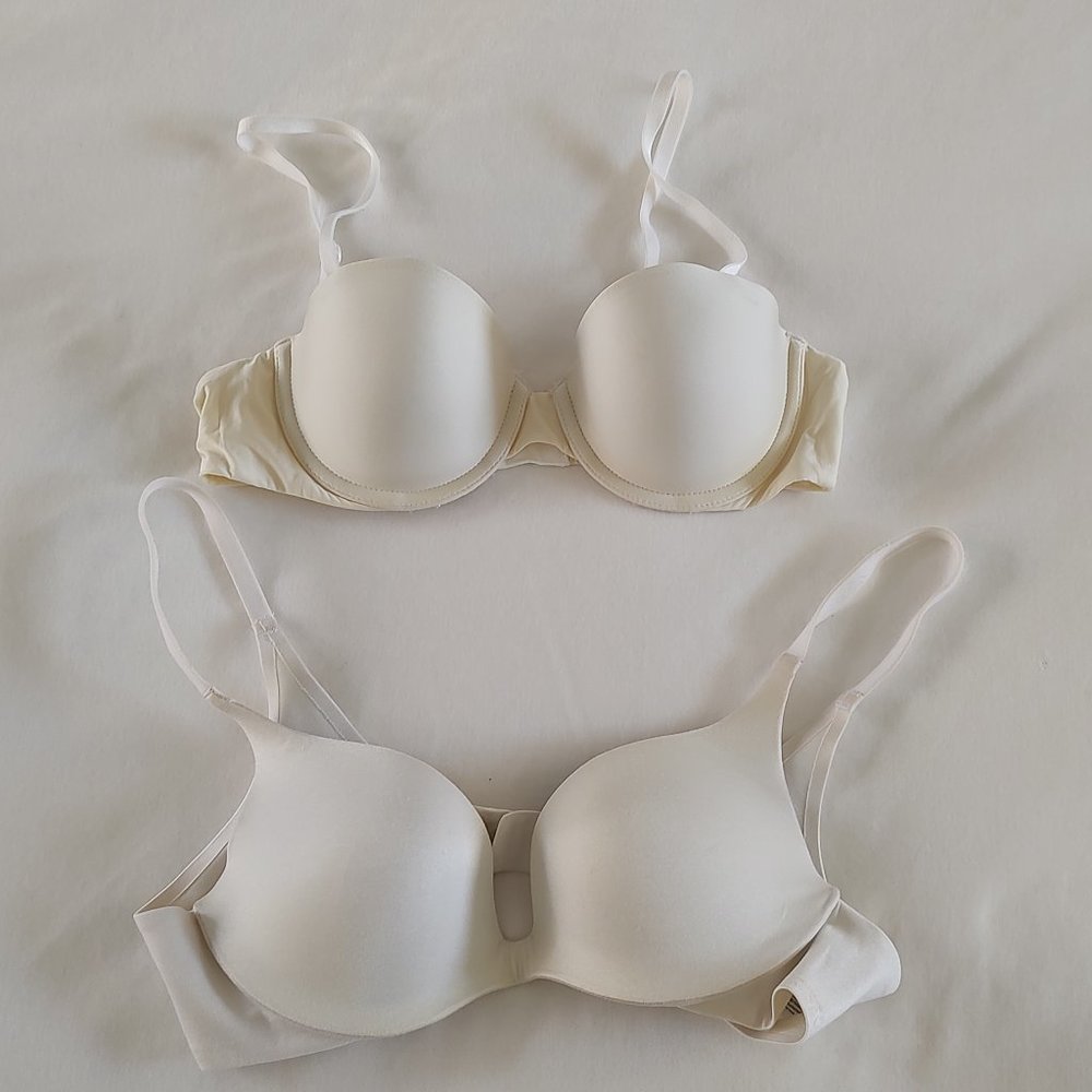Two (2) - Victoria’s Secret white bras